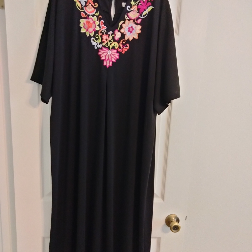 Embroidered Black Maxi Dress